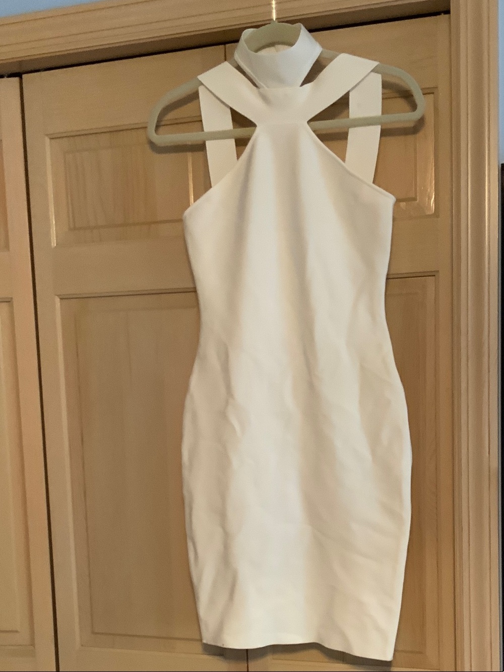 White Halter Cutout Mini Dress